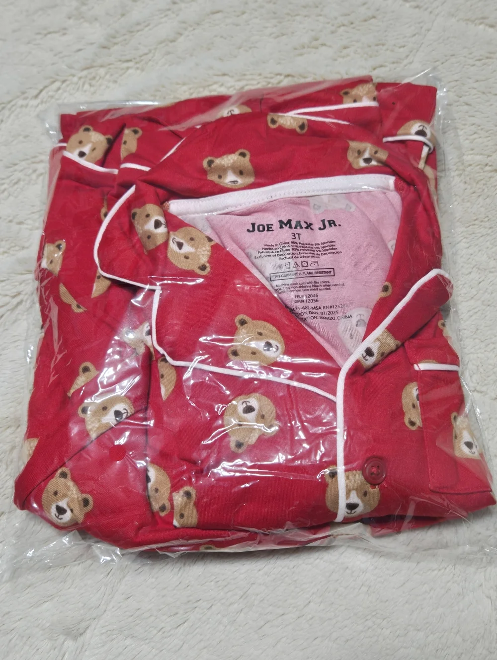 Set of 2 Matching Bear pajama set includes PJ Tops and PJ Bottoms toddler kid 3T